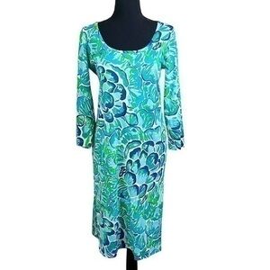 Lilly Pulitzer Women’s Kenzie Lazy River Print Dress in Agate Green Size Small